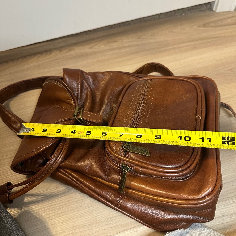 AmeriLeather Brown Leather Drawstring mini Backpack‎ Casual Travel Bag - Picture 8 of 12